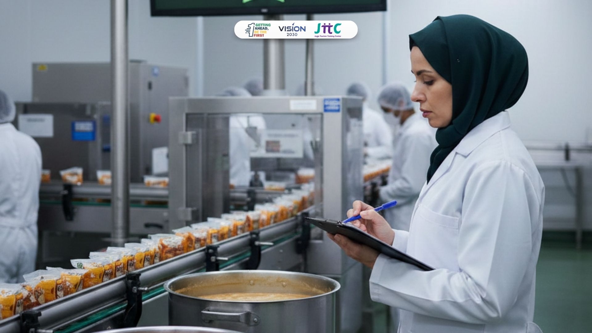 Auditor halal melakukan pemeriksaan standar halal di industri makanan dan minuman