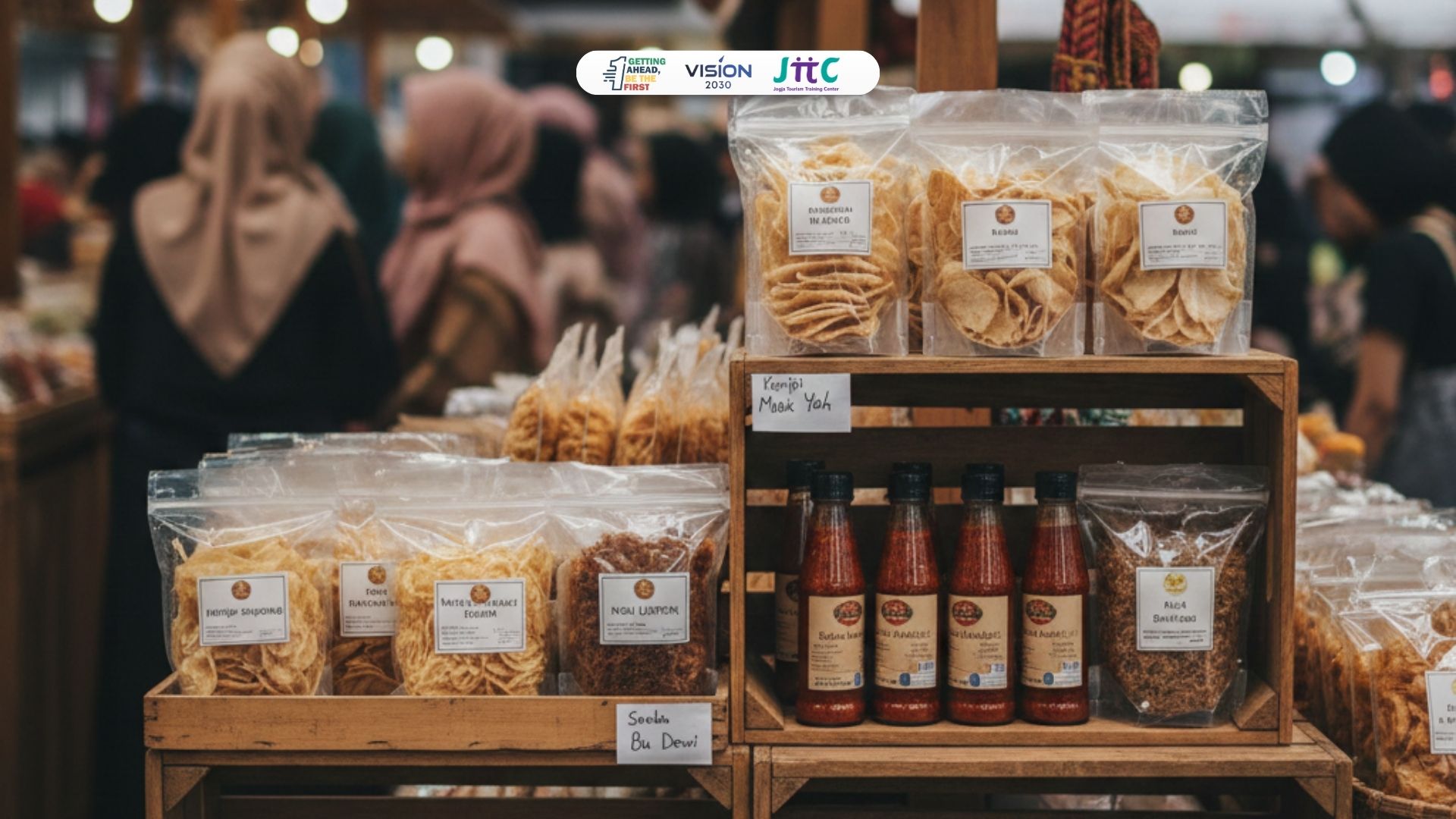 produk makanan kemasan lokal tanpa label halal di etalase UMKM