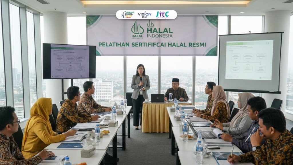 peserta mengikuti pelatihan sertifikasi halal resmi di Indonesia