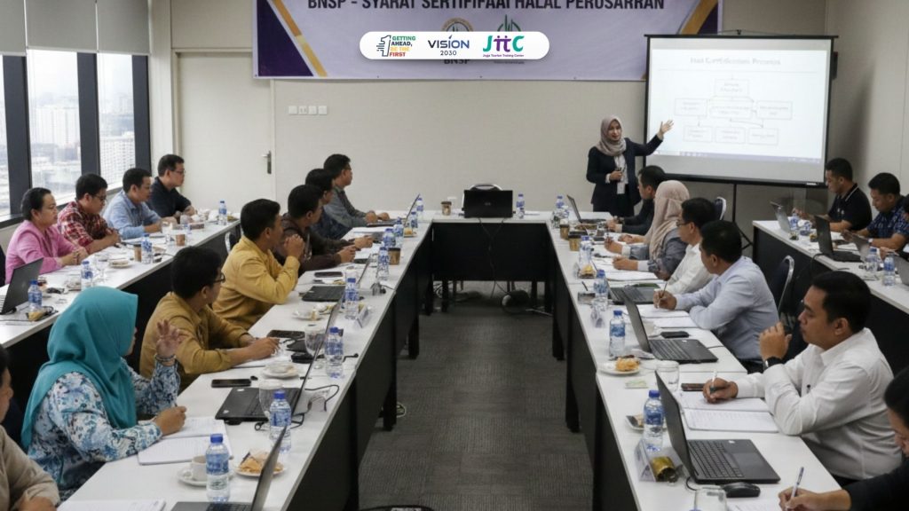 Peserta mengikuti pelatihan penyelia halal berbasis kompetensi BNSP untuk syarat sertifikasi halal perusahaan.